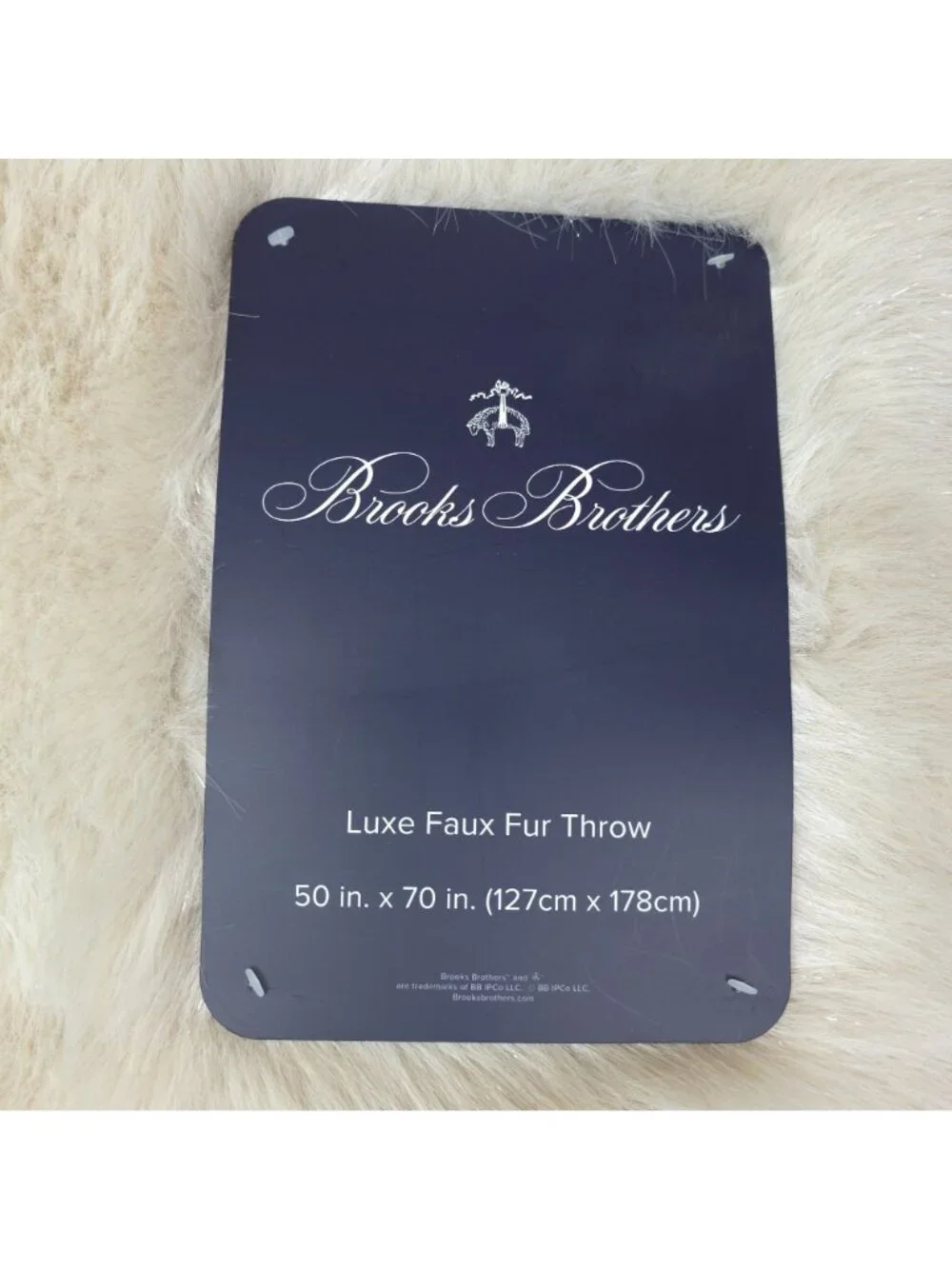 Brooks Brothers Luxe Faux Fur Throw In Beige With Sparkling Strands Cozy